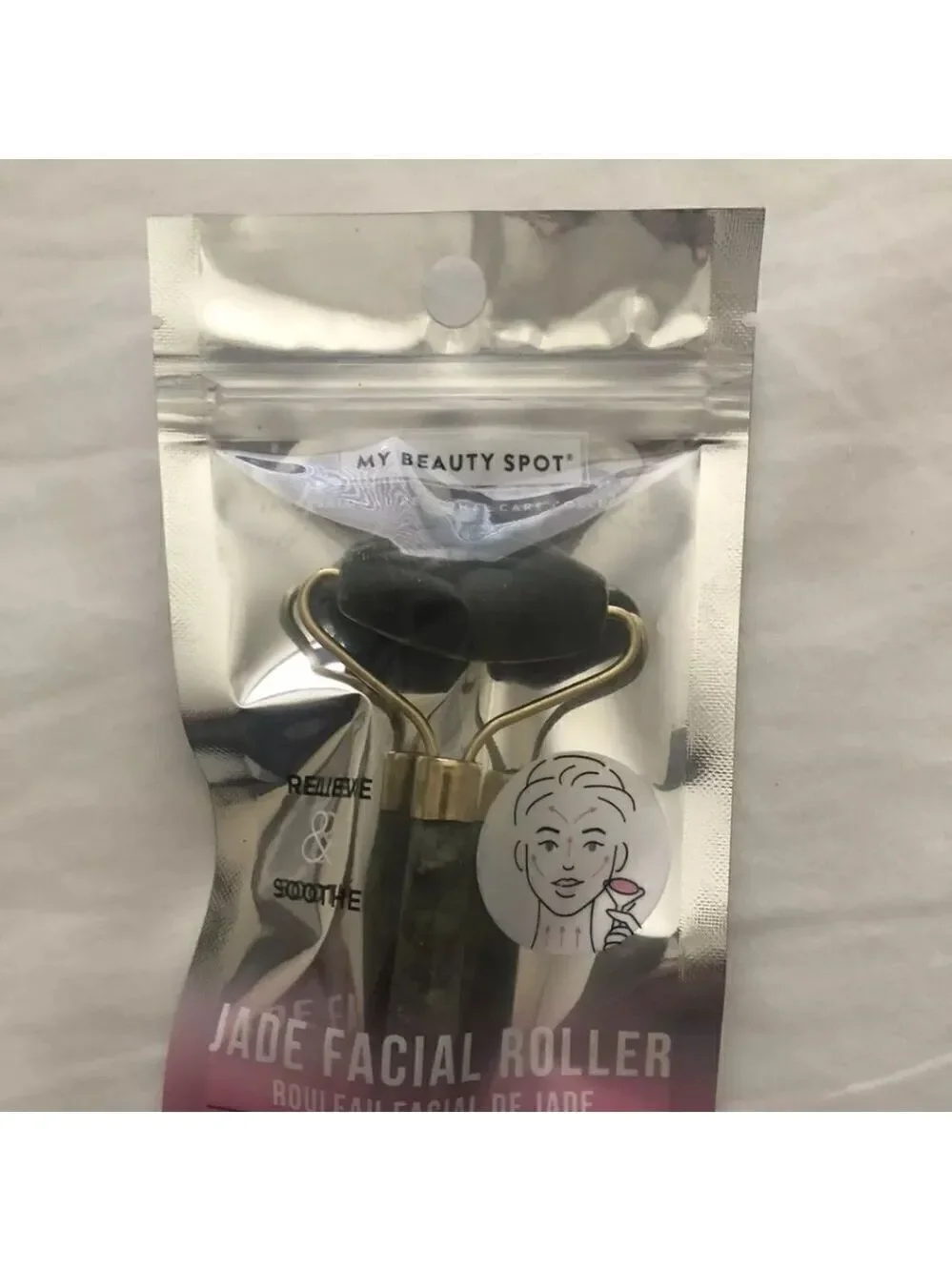 Jade Facial Roller by My Beauty Spot Reduce Wrinkles NEW Sealed